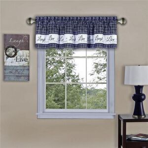 58 x 14 in. Live, Love, Laugh Window Curtain Valance, Navy